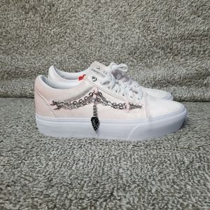 Vans Old Skool Platform Pink Velour Chain Together Forever Shoe Size 9.5 Women